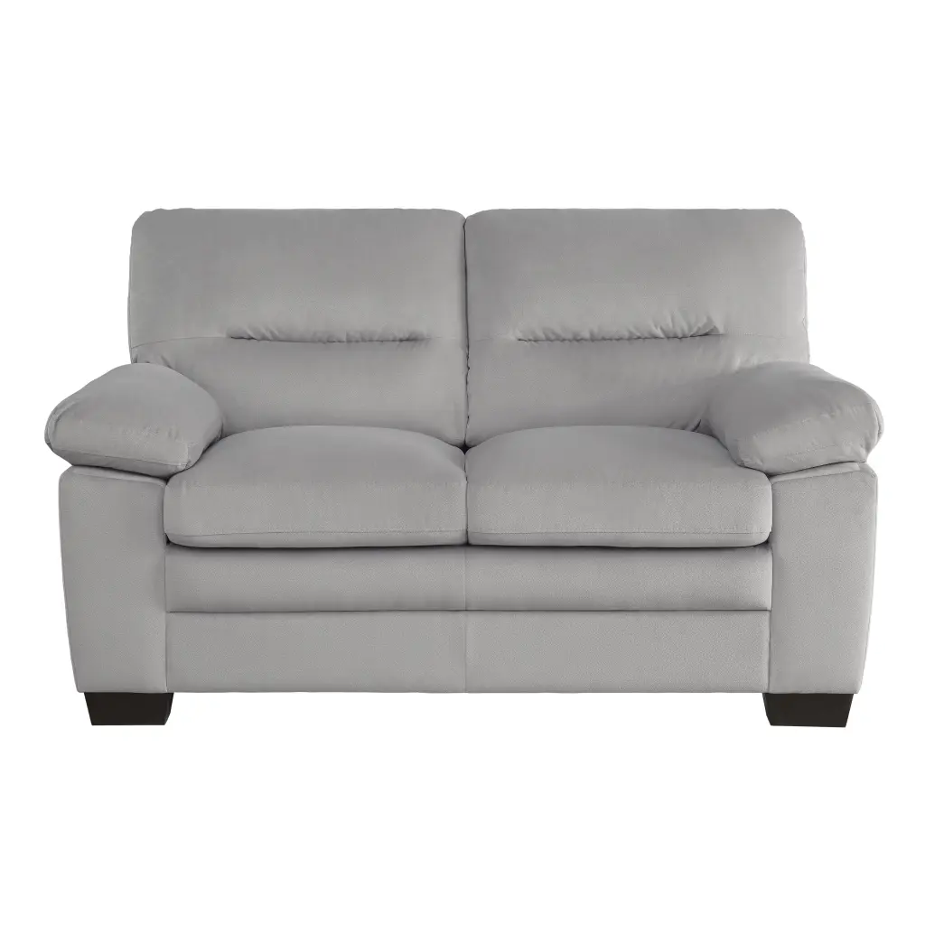 DeeHome Solid Wood Plywood Framed Loveseat Pillow-Top Arms Gray Fabric - Comfortable Living Room Furniture