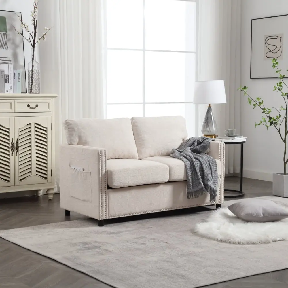 DeeHome UNITED Modern Chenille Fabric Loveseat 2-Seat Upholstered Sofa Couch Living Room