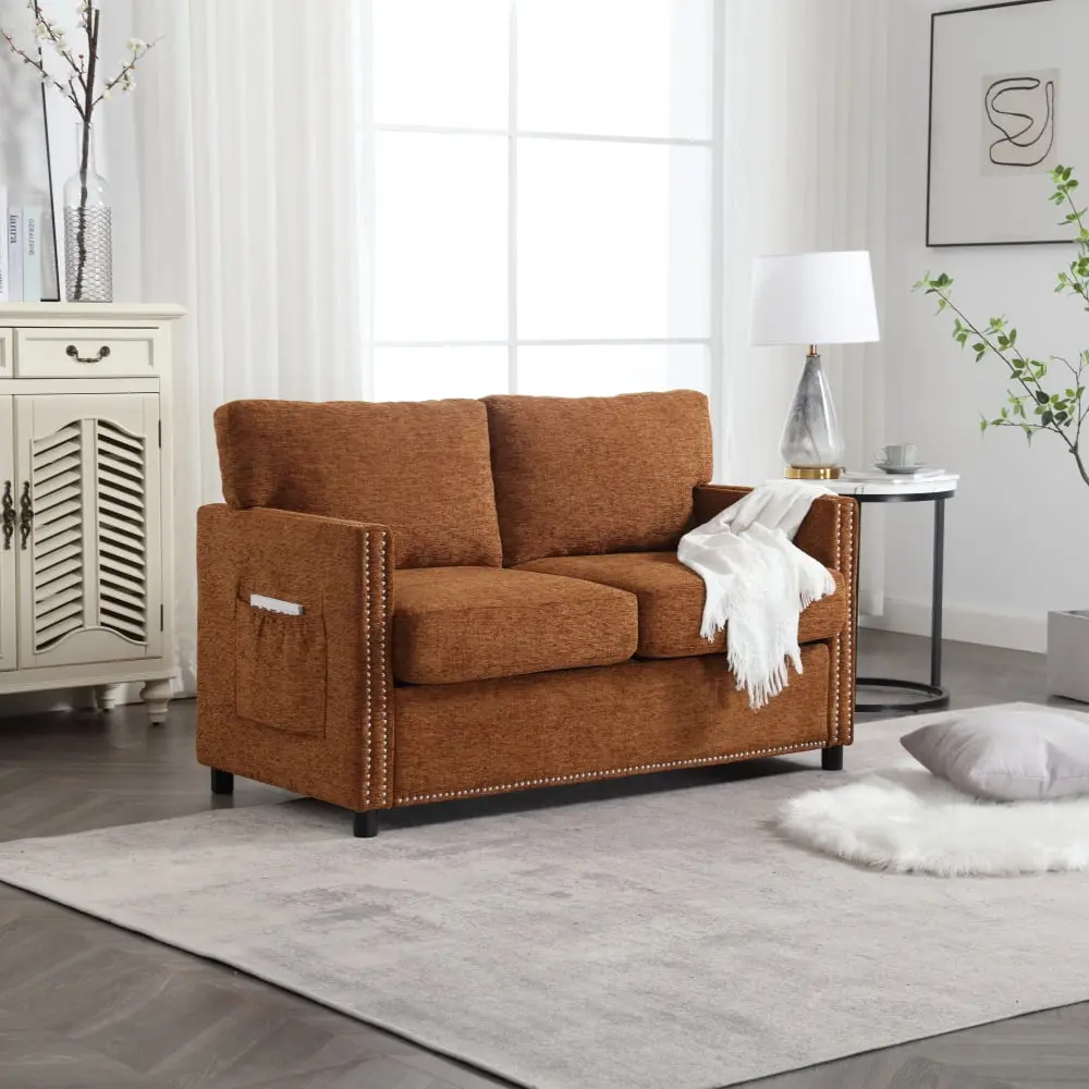 DeeHome UNITED Modern Chenille Fabric Loveseat 2-Seat Upholstered Sofa Couch Living Room