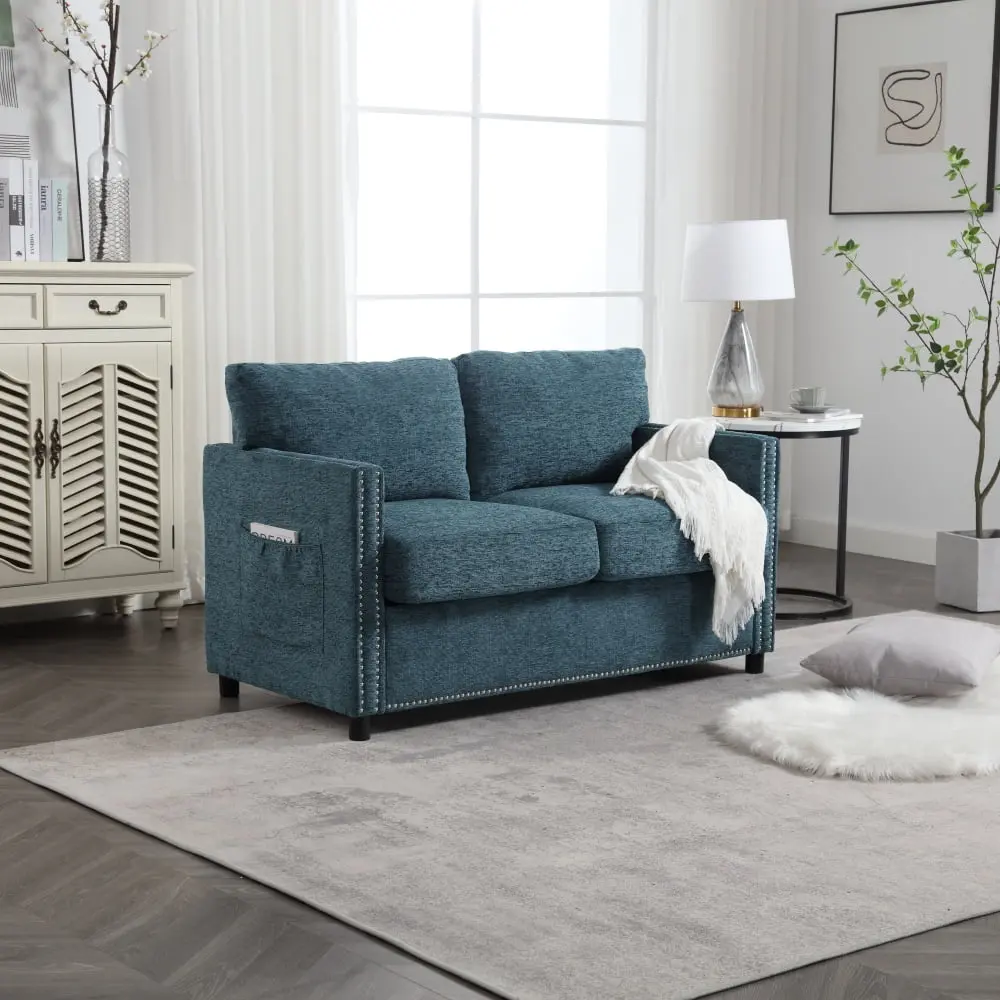 DeeHome UNITED Modern Chenille Fabric Loveseat 2-Seat Upholstered Sofa Couch Living Room