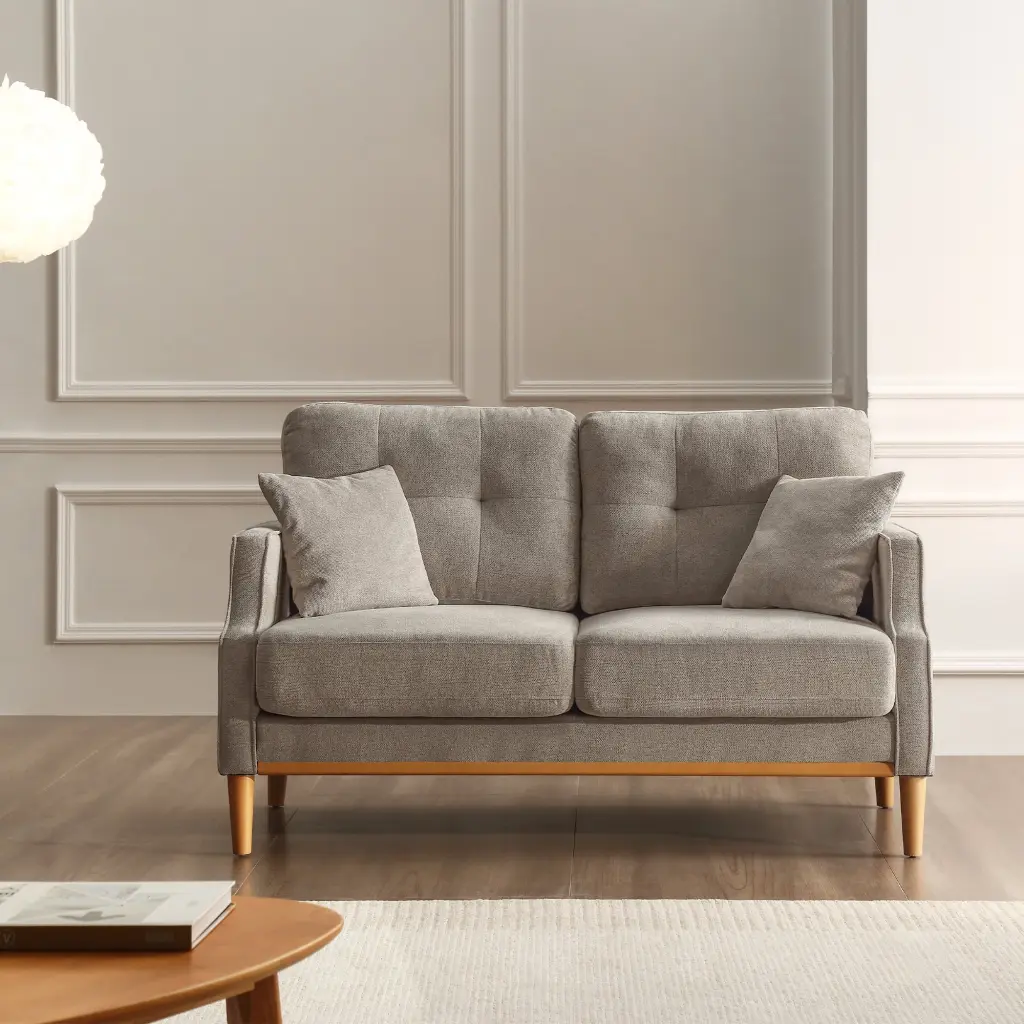 Homiyad 2 Seater Loveseat Sofa Waterproof Cream Fabric and USB Charging Port