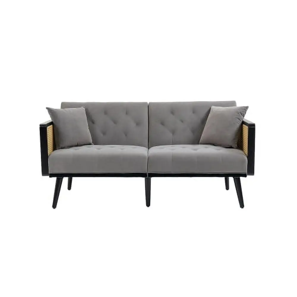 Velvet Accent Loveseat Sofa Metal Feet Stylish Living Room Decor JUHOO