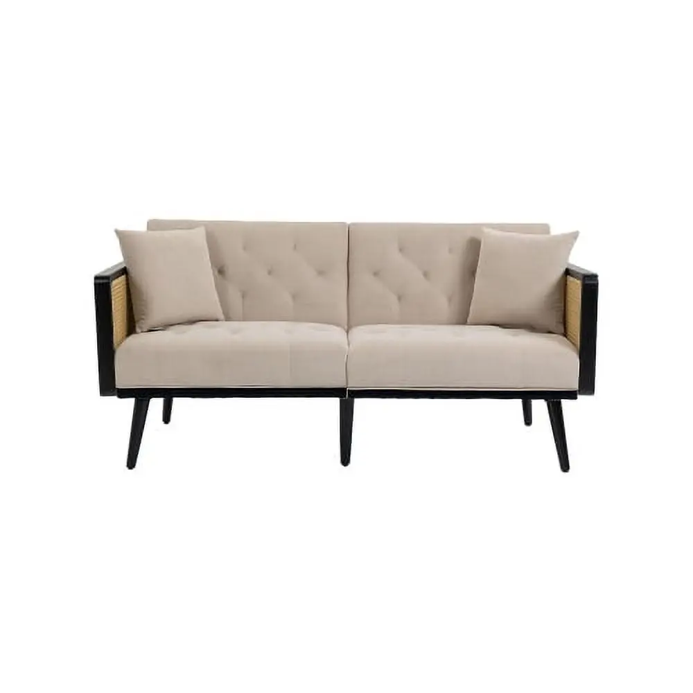 Velvet Accent Loveseat Sofa Metal Feet Modern Home Office JUHOO