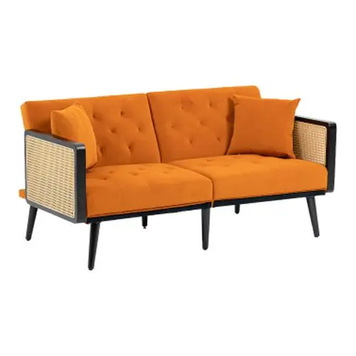 Velvet Accent Loveseat Sofa Metal Feet Contemporary Living Space JUHOO