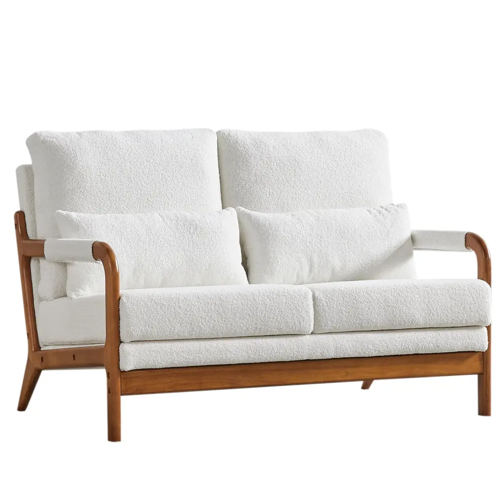 Modern Teddy Fabric Loveseat Wood Frame Living Room Sofa JUSTSHIK