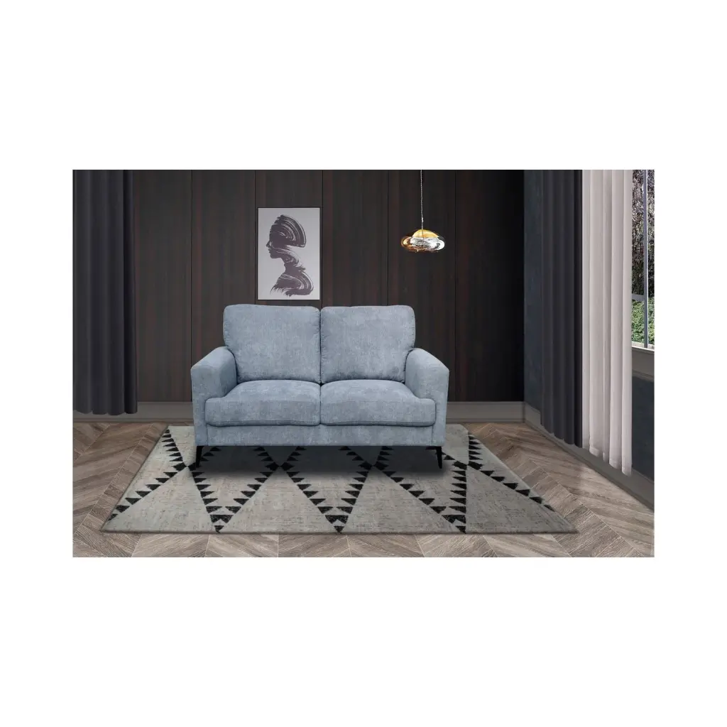 Jackson Gray Chenille Loveseat Sofa Black Metal Legs Living Room or Office Lilola Home