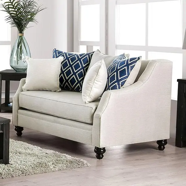 Nefyn Ivory Love Seat Elegant Small Sofa Compact Spaces