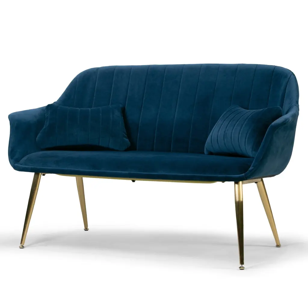 Silver Orchid Corbin Blue Velvet Loveseat Modern Upholstered 2-Seater Couch