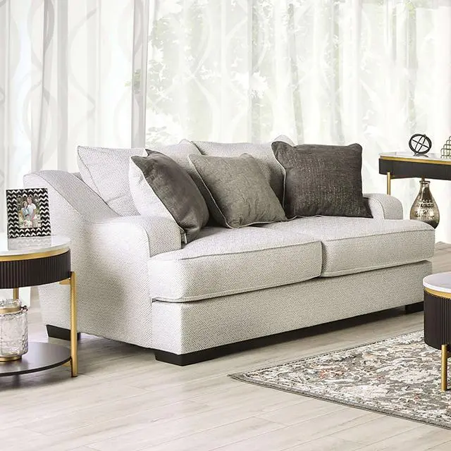 SKYLINE Loveseat, Pewter/Gray - Modern Two-Seater Sofa