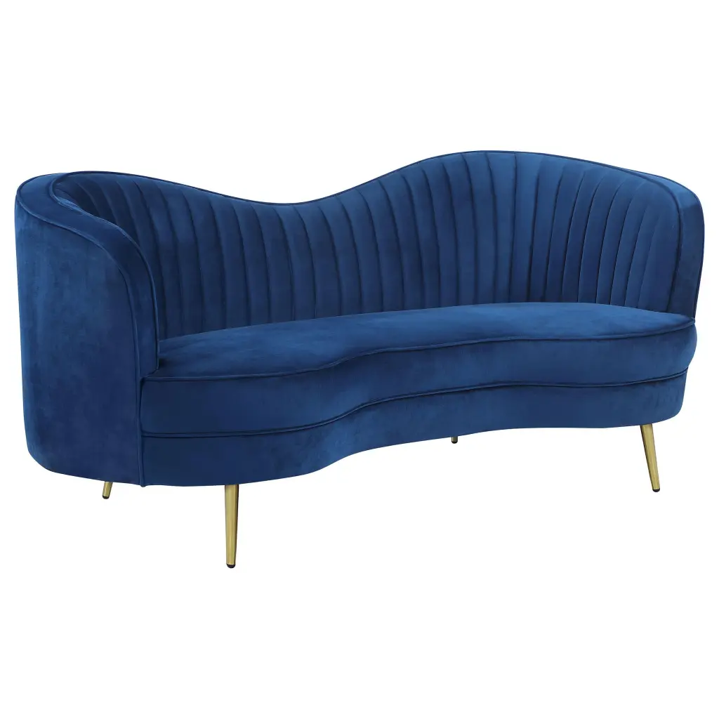 Sophia Upholstered Camel Back Loveseat Blue - Compact Living Room Seating