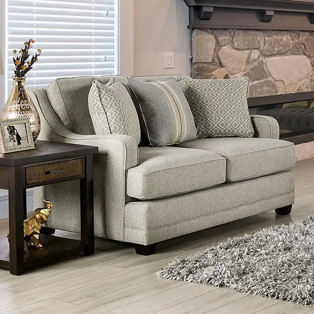 STEPHNEY Gray and Gold Loveseat Living Room