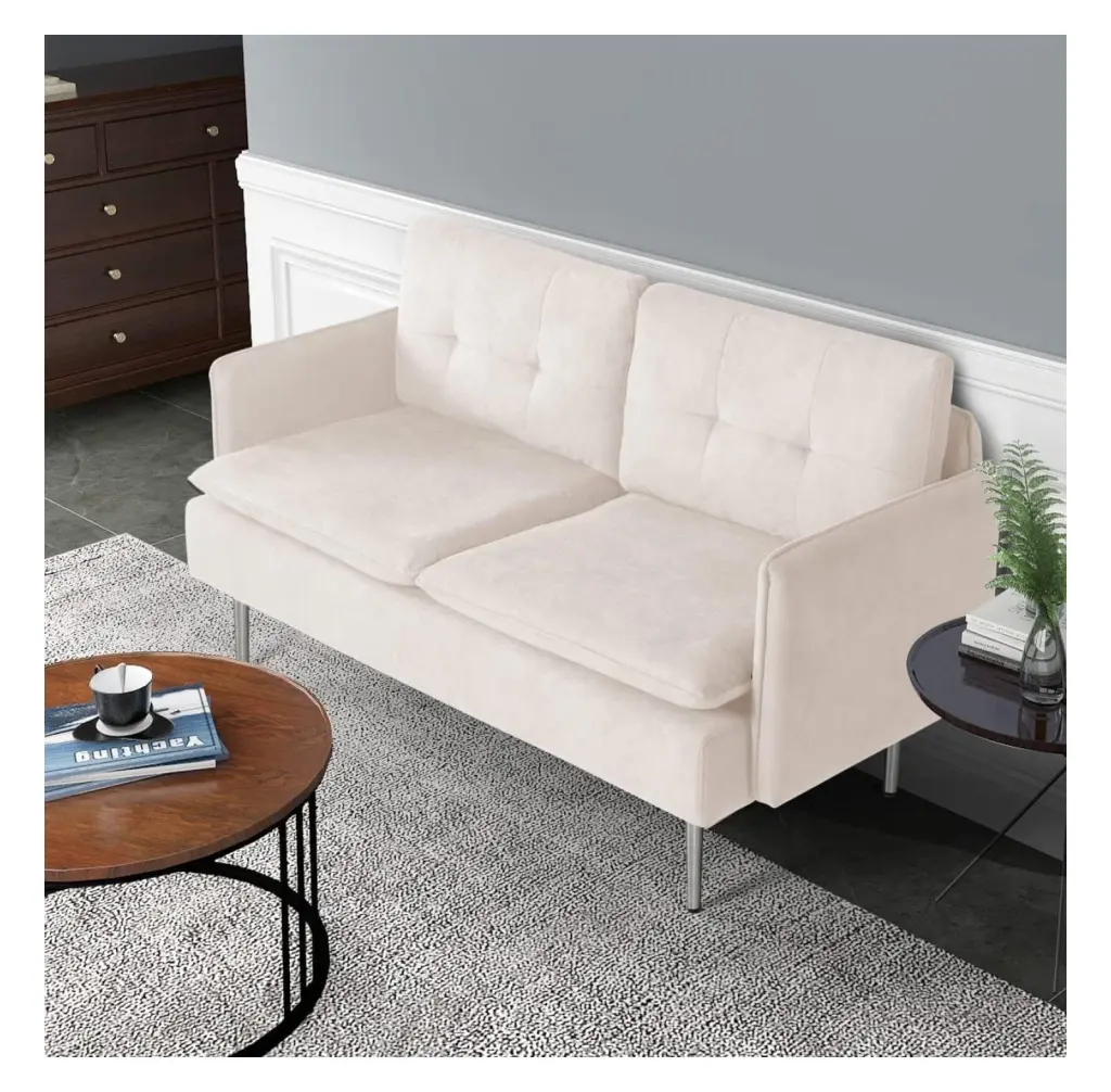 Superwum 55 Loveseat Sofa Mini Couch Living Room Bedroom Modern Upholstered Love Seat Metal Legs Thick Padding Small Space...