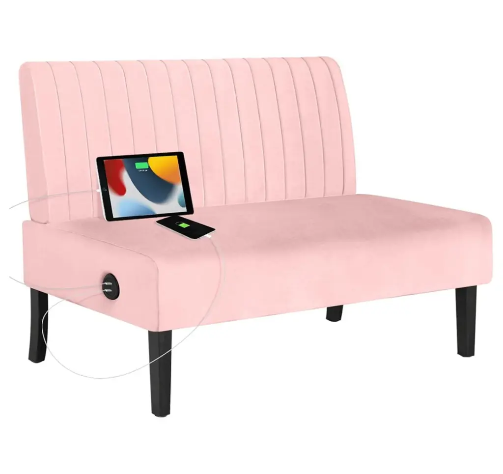 TiaGOC 43 W Mini Small Comfy Couch Armless Loveseat Sofa Bedroom USB Port