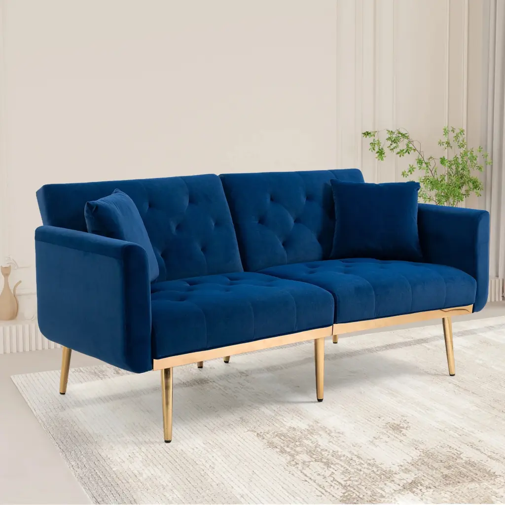 Velvet Accent Loveseat Sofa Metal Feet Modern Living Room Decor unknown