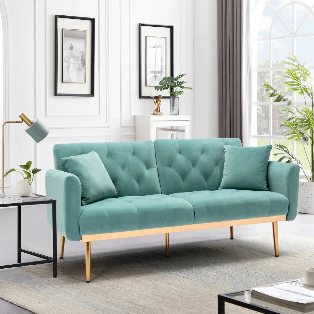 Velvet Accent Loveseat Sofa Metal Feet Modern Living Room Decor unknown