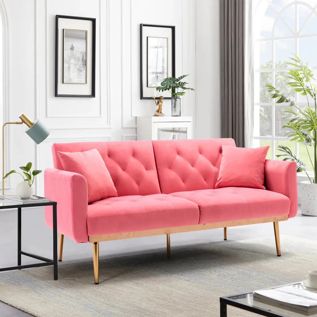 Velvet Accent Loveseat Sofa Metal Feet Modern Living Room Decor unknown