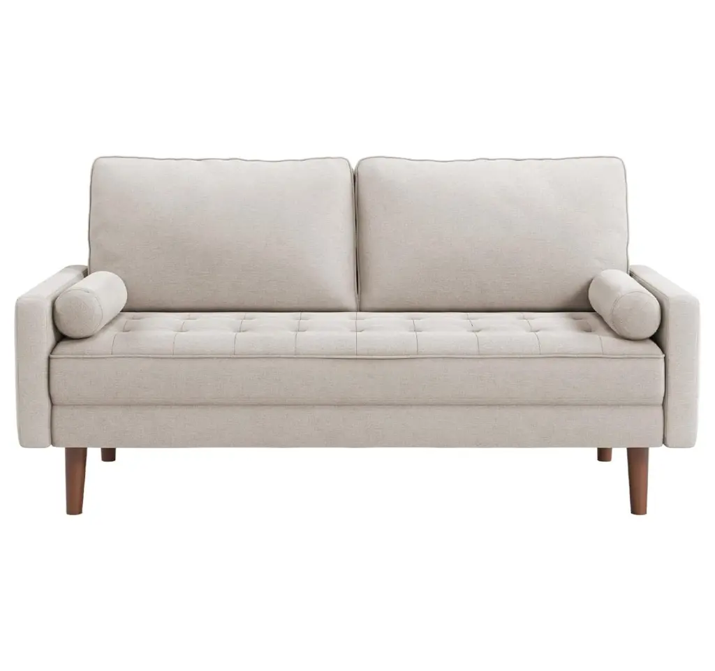 XylehR 68 Inch Fabric Couches Century Modern Loveseat Sofas Armrest Button Tufted Seat Cushion Ashbeige