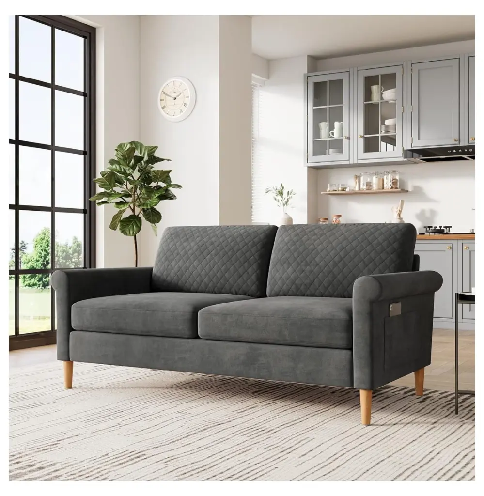 XylehR 65'' Loveseat Sofa Couch Living Room Modern Small Couches Small Spaces Grey