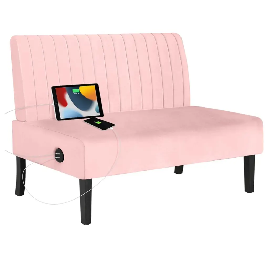 YOSITiuu 43 W Mini Small Comfy Couch Armless Loveseat Sofa Bedroom USB Port
