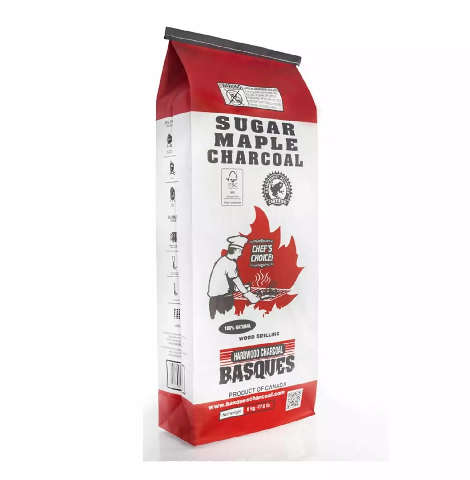 Basques Sugar Maple All Natural Hardwood Lump Charcoal 17.6 lb BBQ Grilling