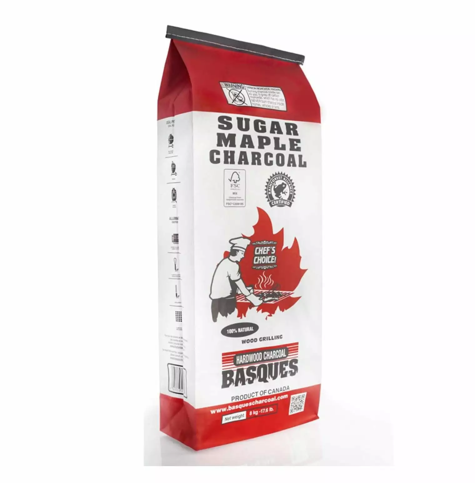 Basques Sugar Maple All Natural Hardwood Lump Charcoal 17.6 lb BBQ Grilling