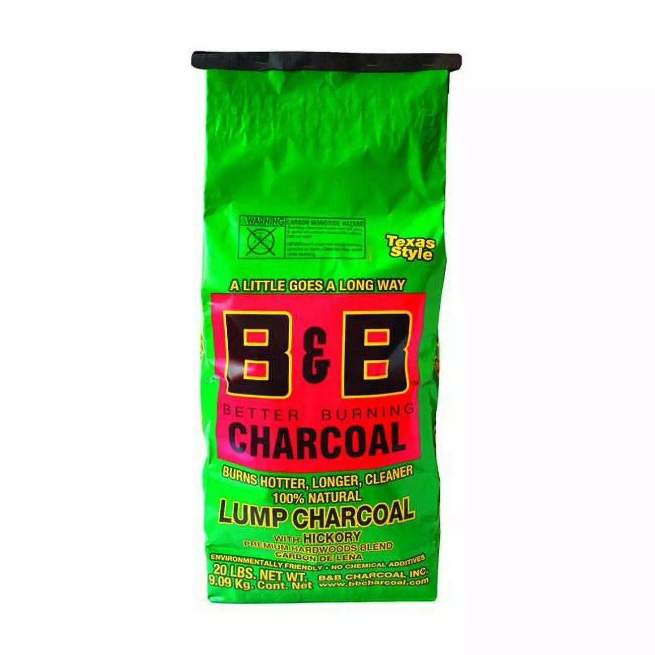 B&B Charcoal 20 lbs All Natural Hickory Lump Charcoal BBQ