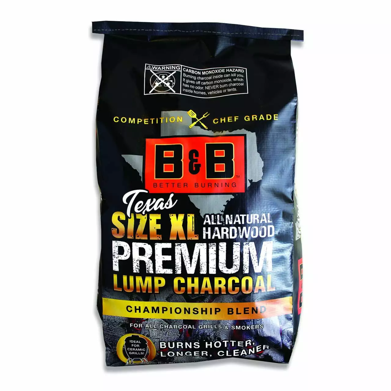 B&B Charcoal Texas Style XL Luxury Lump Charcoal 24 lb Bag Grilling and Smoking