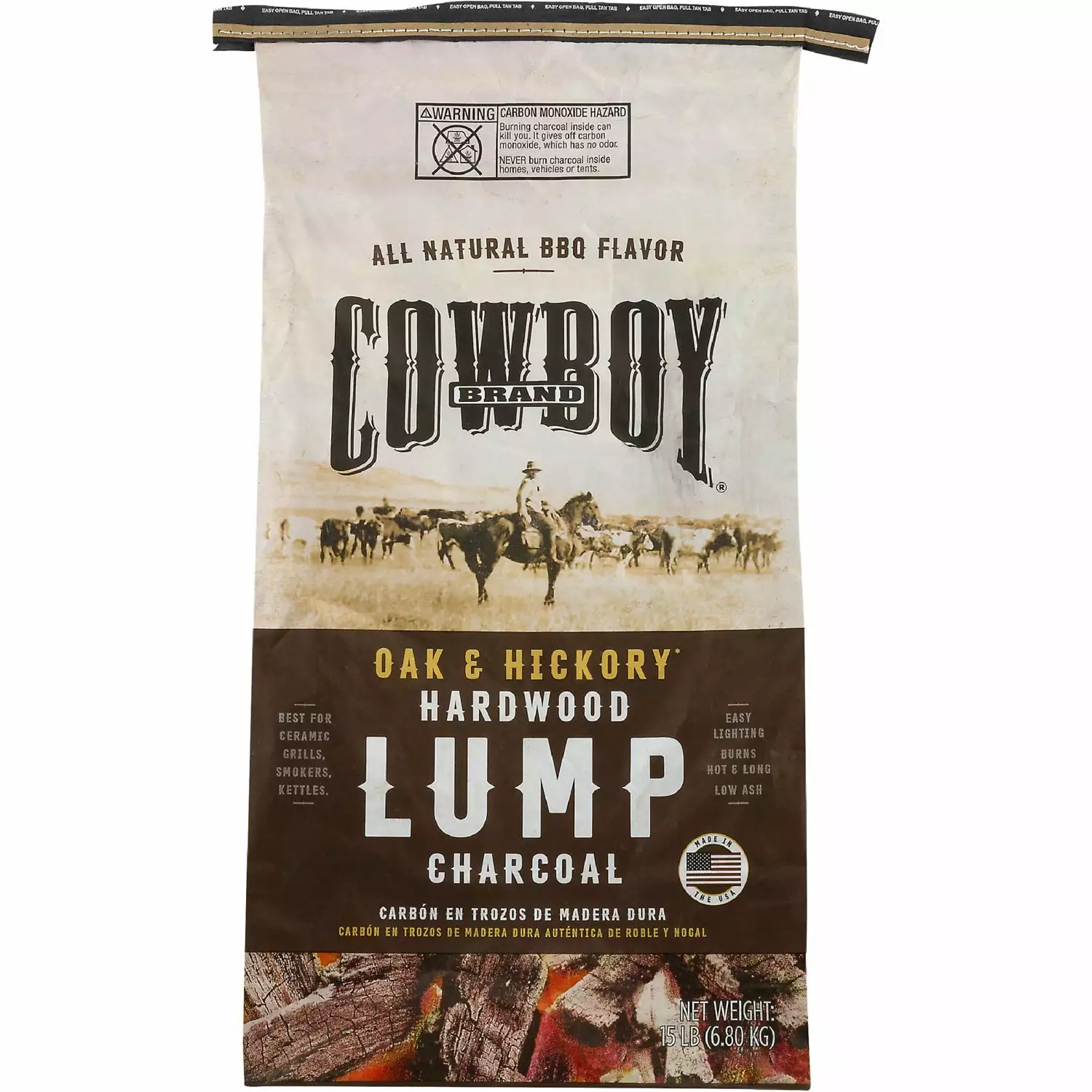 Cowboy 15 Pound Oak & Hickory Lump Charcoal Grilling and Smoking
