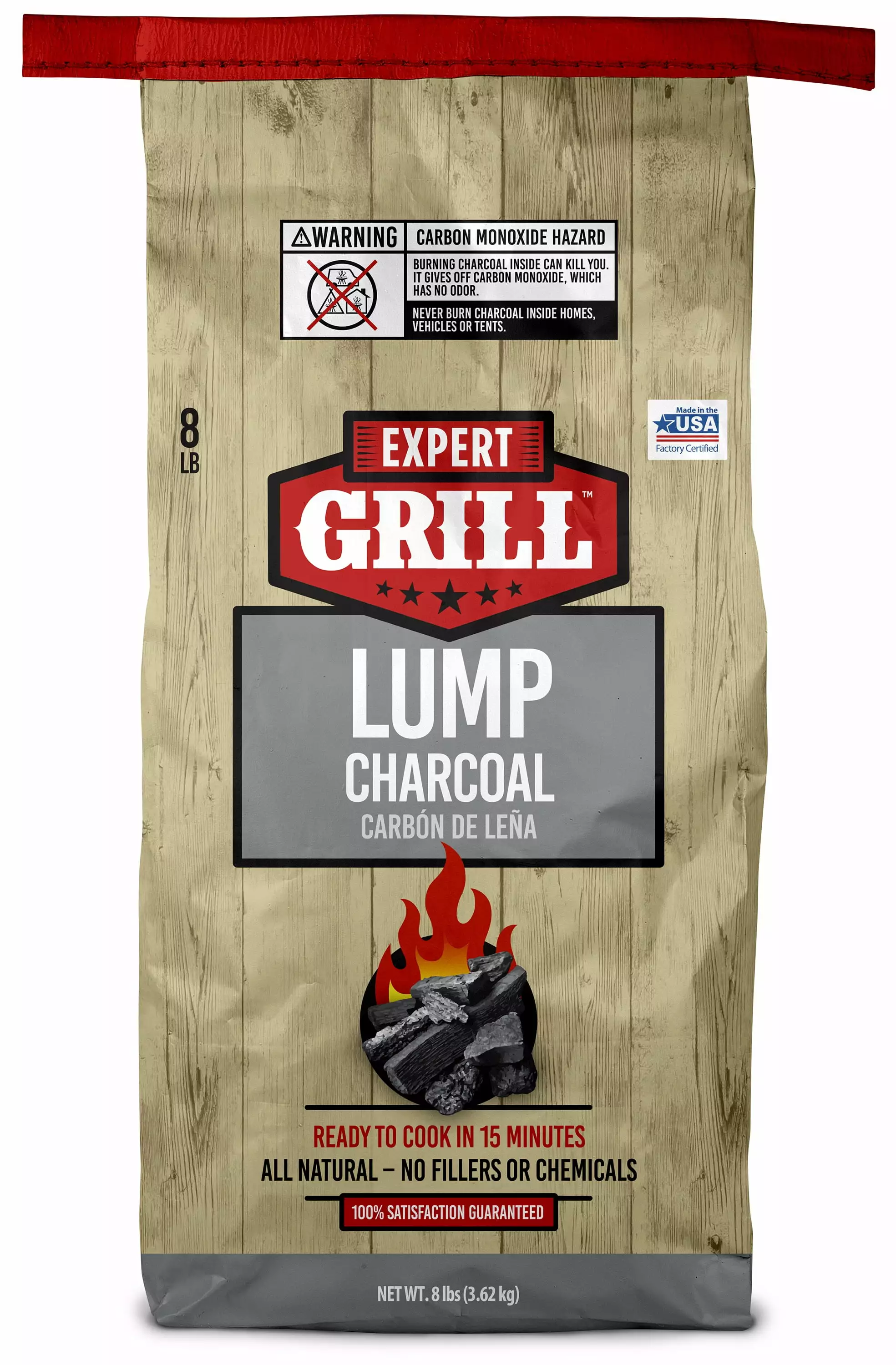 Expert Grill All-Natural Lump Charcoal 8LB Bag EG8LBLC BBQ