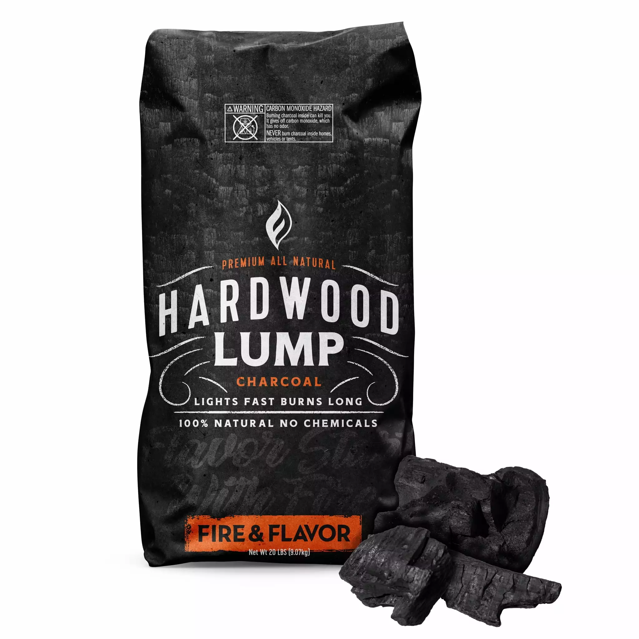 Fire & Flavor Luxury All Natural Hardwood Lump Charcoal 20 Pounds
