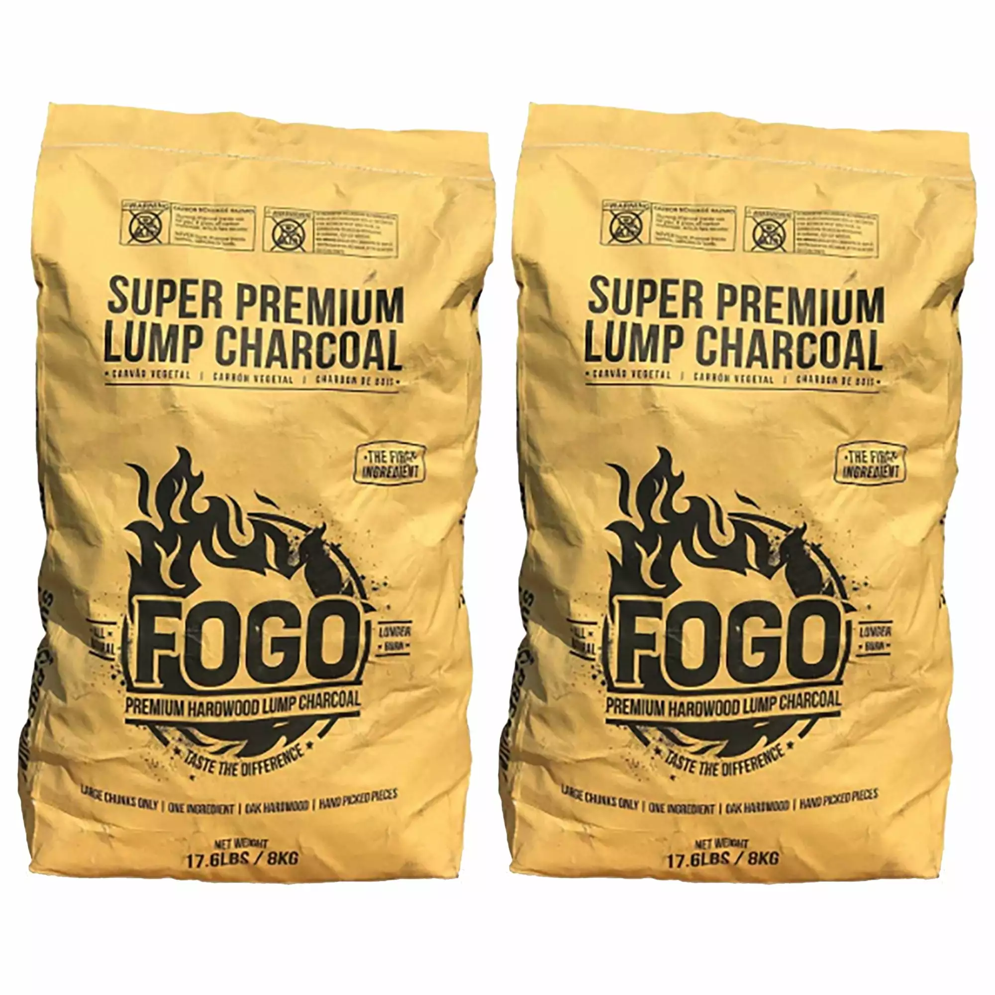 FOGO Super Luxury Oak Restaurant All-Natural Hardwood Lump Charcoal Grilling and Smoking 17.6 Pounds 2 Pack