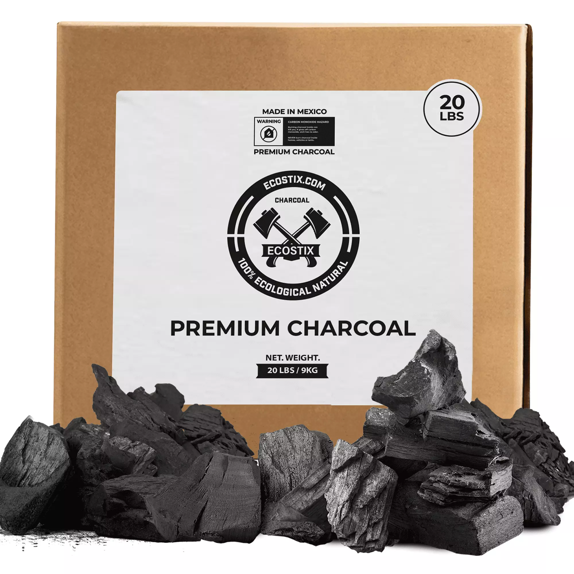 Hardwood Lump Charcoal 100% All Natural Super Luxury 20 Pounds Restaurant Quality Grilling
