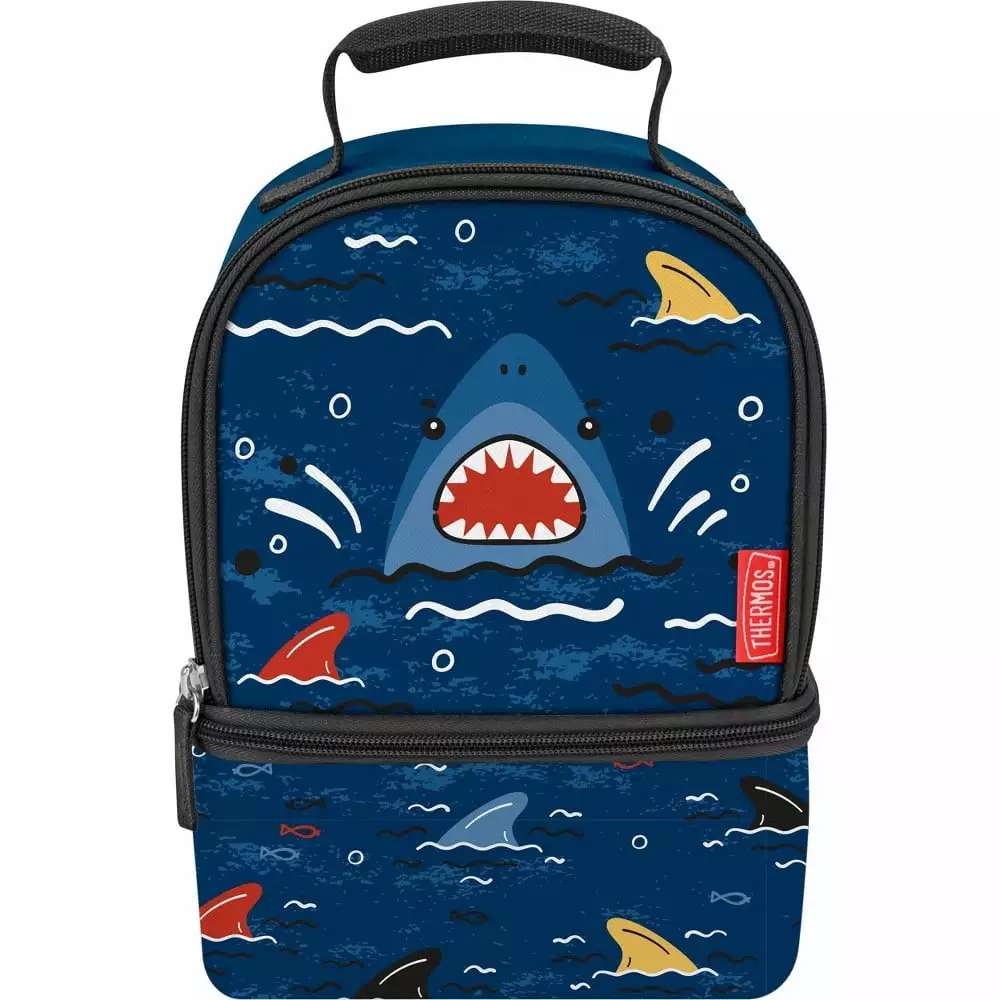 Thermos Dual Compartment Lunch Bag Sharks Insulated Cooler Kids Adults