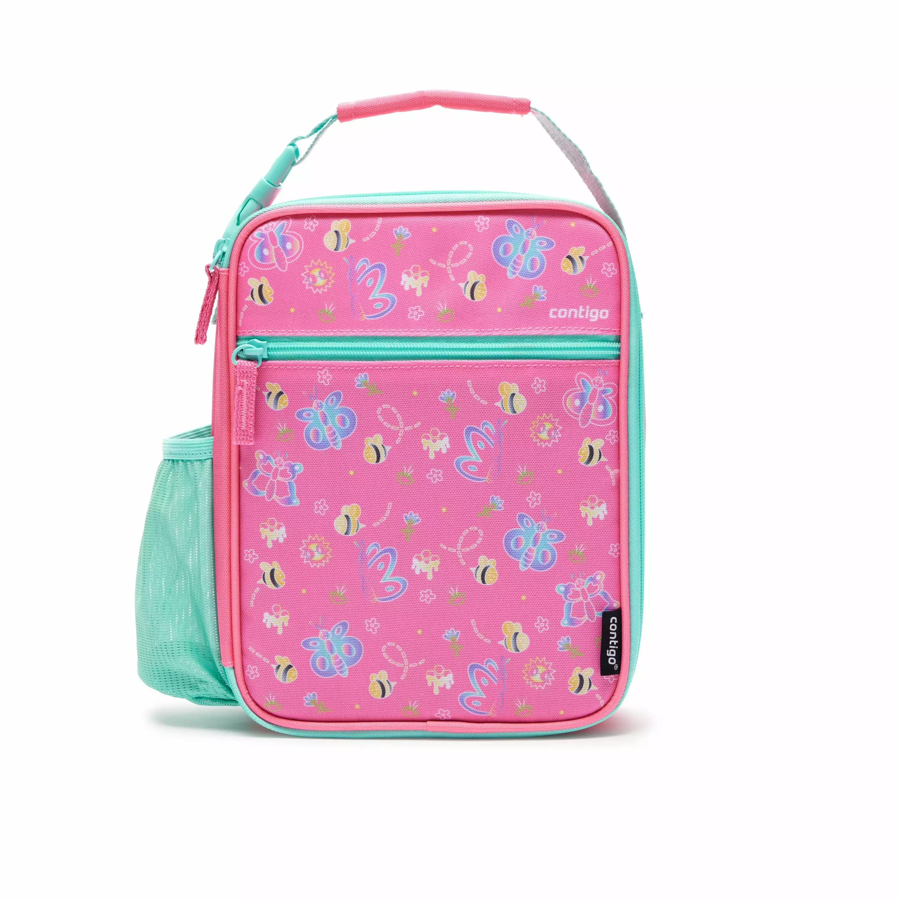Contigo Kids Insulated Reusable Lunch Box Antimicrobial Liner and Water Bottle Holder Pink