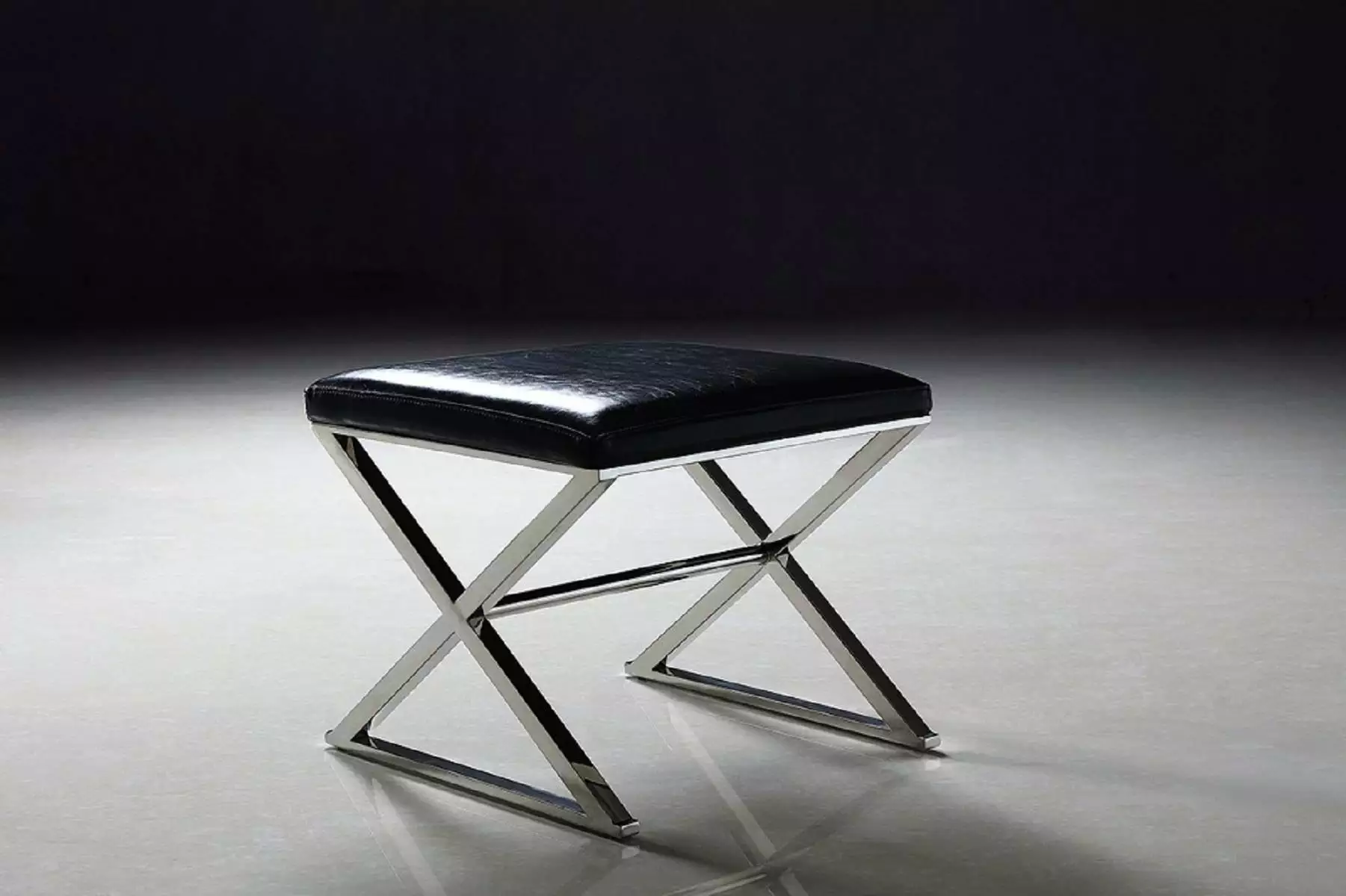 Pasargad Home Luxe Upholstered Bench Stainless Steel Legs Black - Elegant Living Room Seating Benches