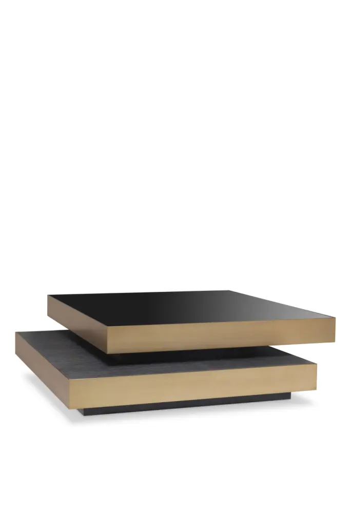 Brass Stacked Coffee Table Eichholtz Shelton - Modern Living Room Center Table