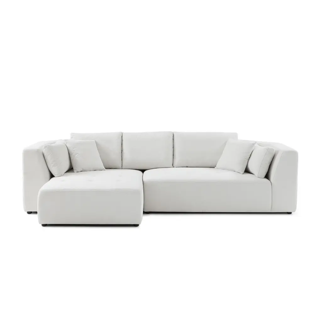 Luxurious Beige L-Shape Sectional Sofa Left-Facing Chaise and Curved Corner Design Ponnky