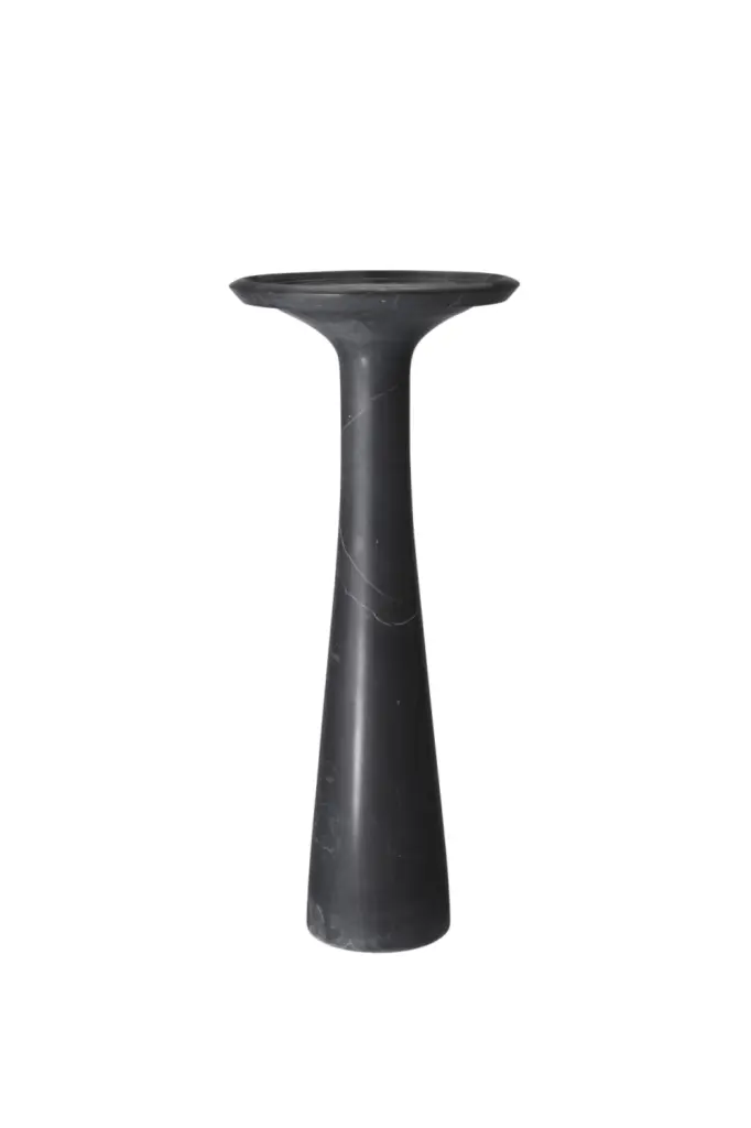 Solid Italian Black Marble High Side Table Eichholtz Pompano Luxury Nightstand