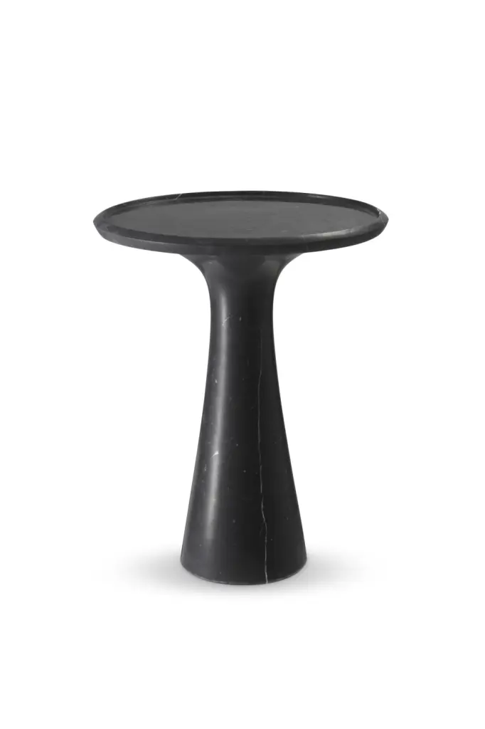 Solid Italian Black Marble Low Side Table Eichholtz Pompano Luxury End Table