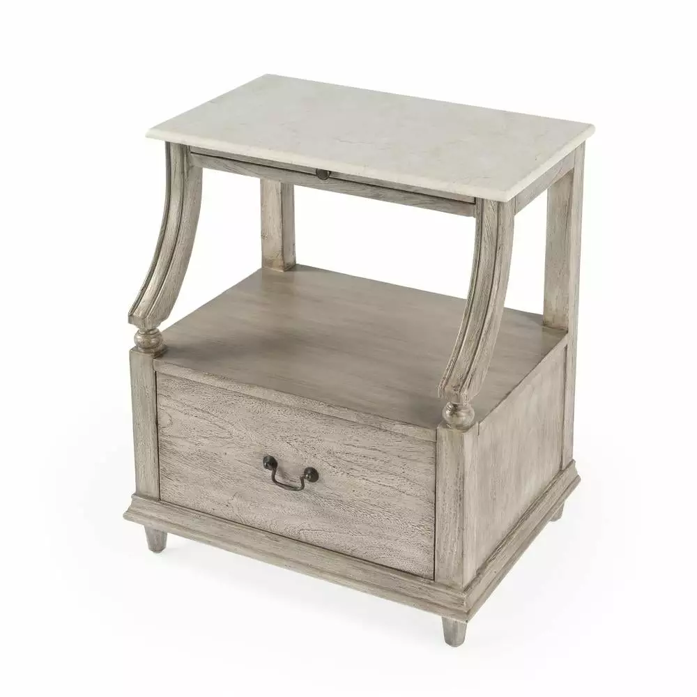 Butler Specialty Danielle Marble Nightstand Gray - Luxurious Bedroom Furniture Butler Specialty Company