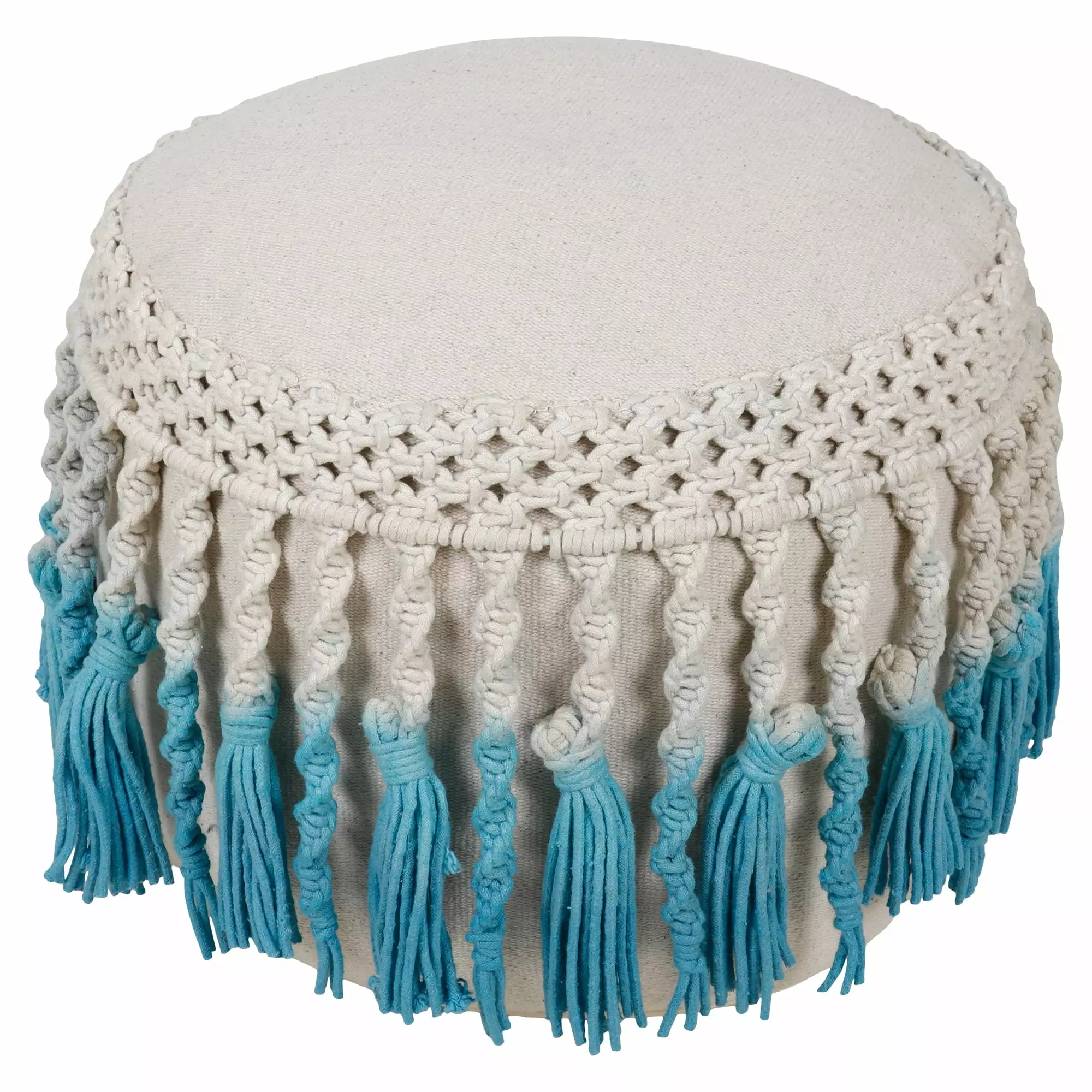 Better Homes & Gardens Round Macrame Polyester Pouf