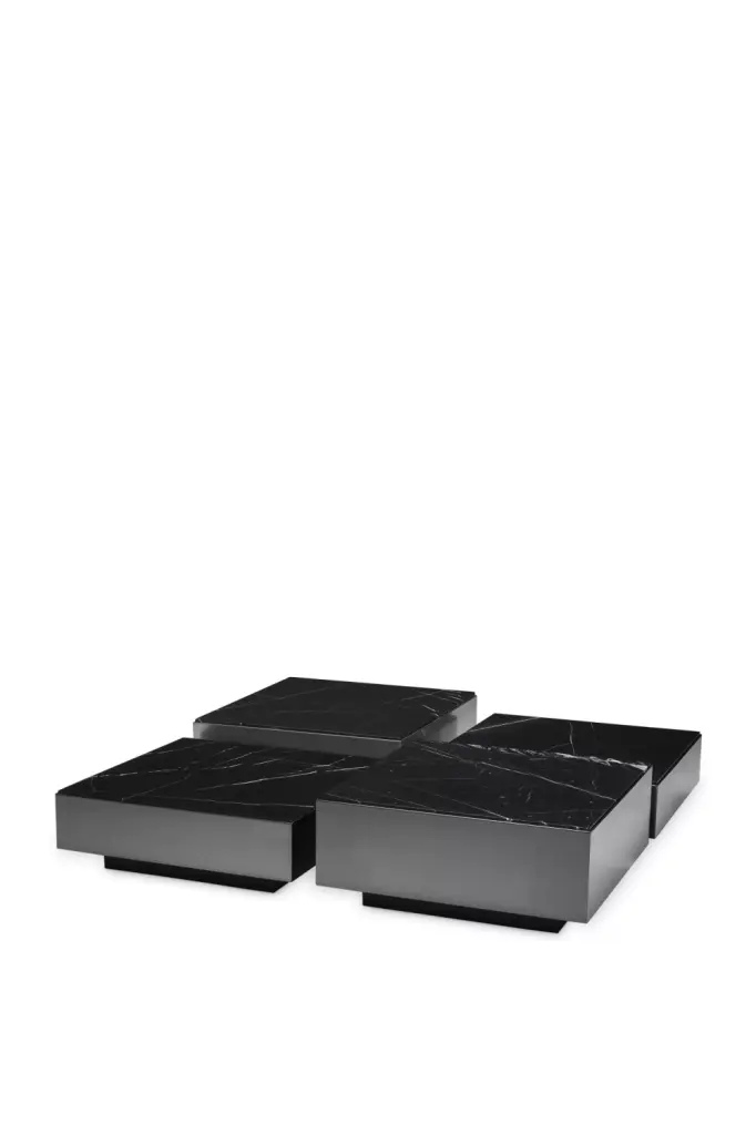 Black Marble Coffee Table Set 4 Eichholtz Esposito