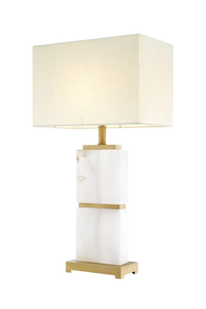 Eichholtz Robbins Alabaster White Marble Table Lamp Living Room