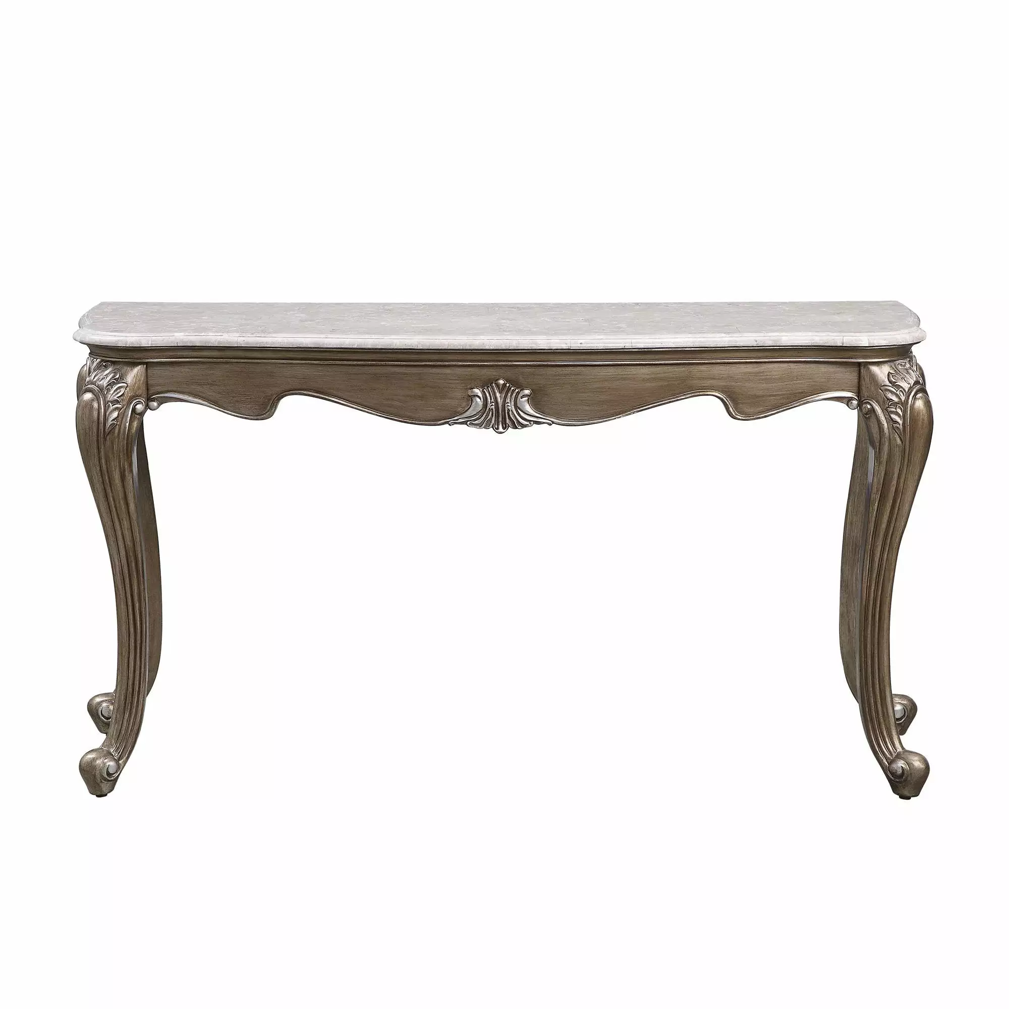 Modern Sofa Table Marble & Antique Bronze Finish - Vintage Coffee Table Living Room Console ARCTICSCORPION