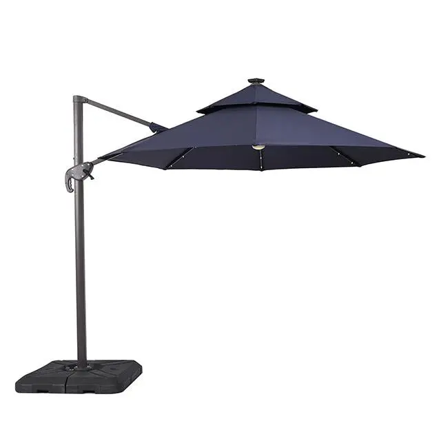 Nuti 10 Ft Round Patio Umbrella LED Lights and 37 Inch Heavy Base