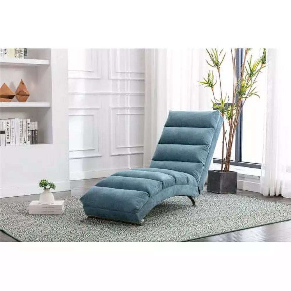 Electric Massage Chaise Lounge Chair - Upholstered Modern Recliner Bedroom, Living Room, or Office Blue Chaise INCLAKE