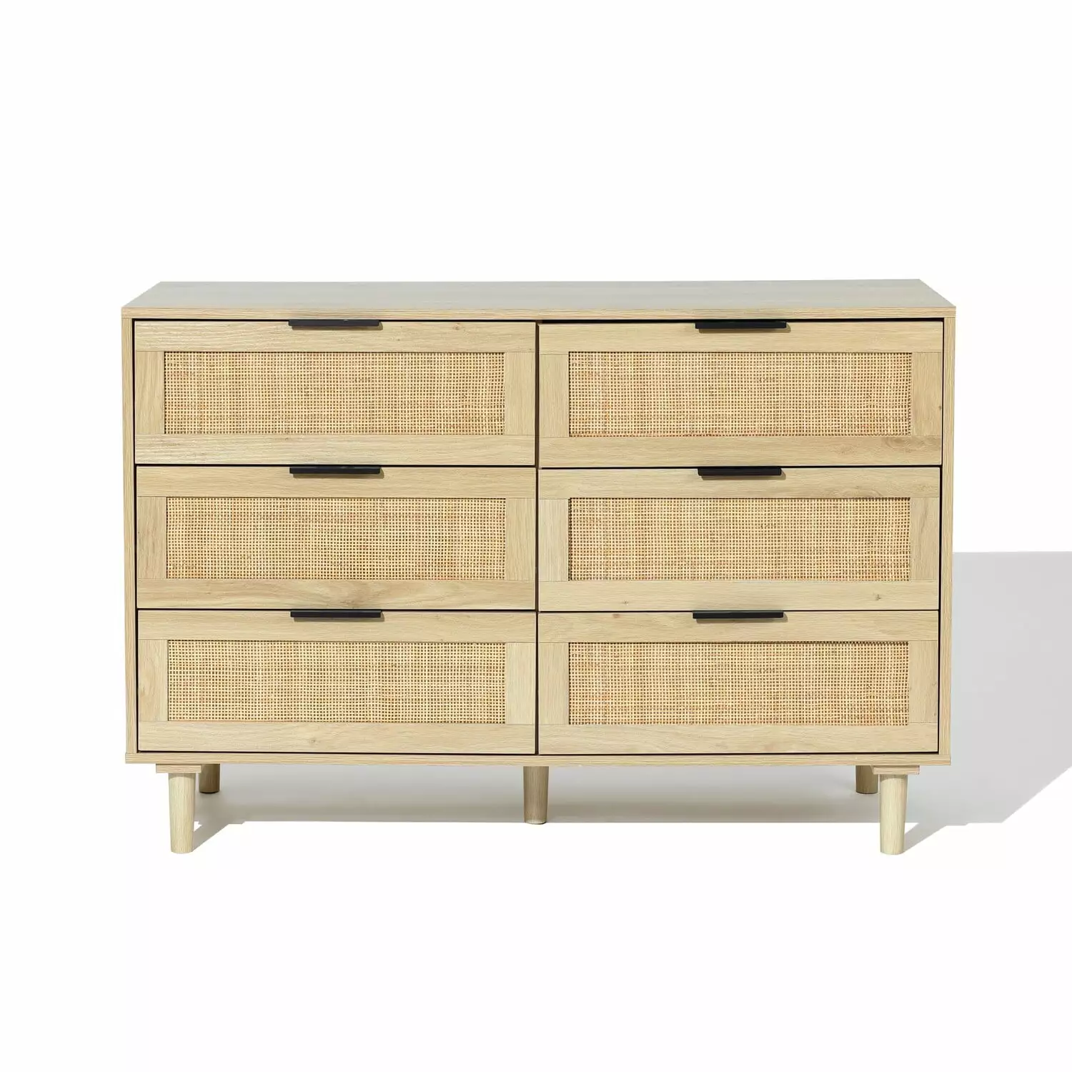 LuxenHome Light Oak MDF Wood 6 Drawer Bedroom Dresser - Modern Storage Solution