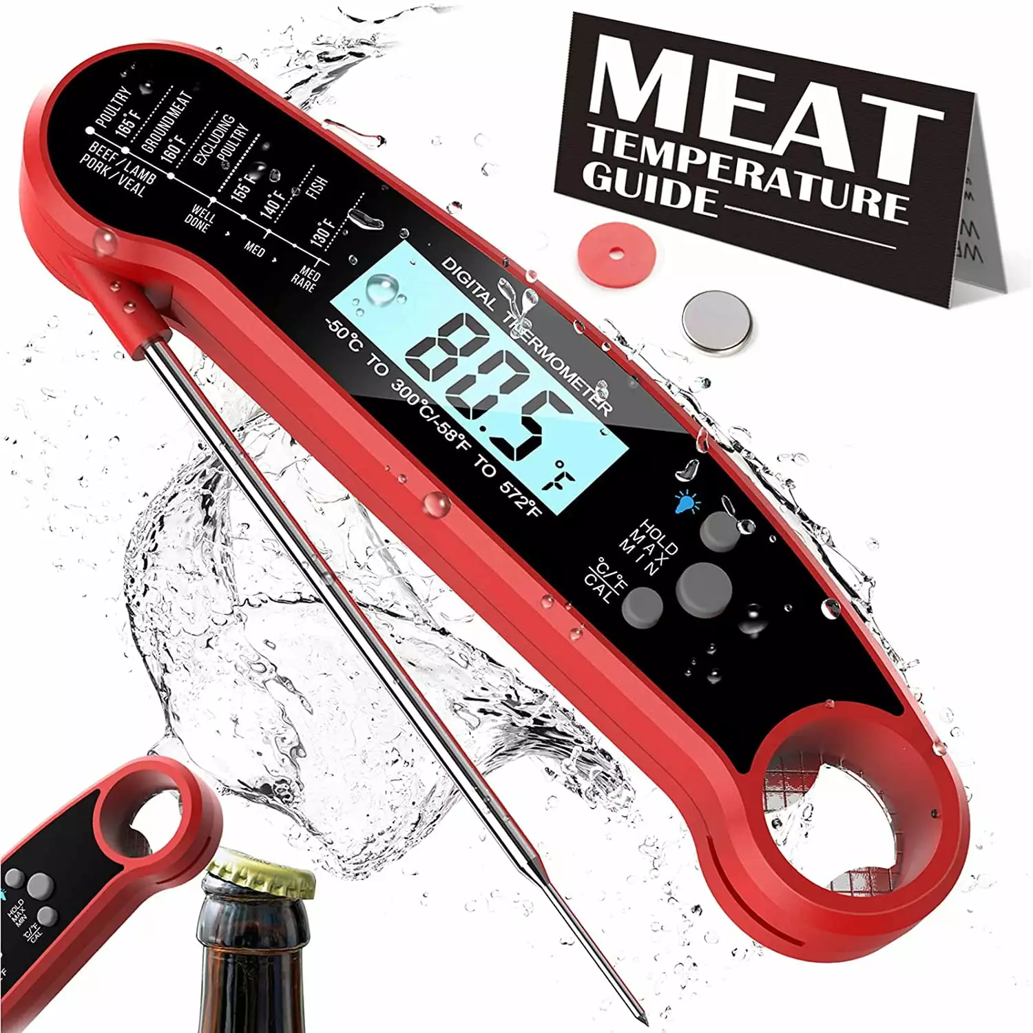 delpattern Wireless Meat Thermometer Digital - Instant Read Grill Thermometer Outdoor Cooking and BBQ