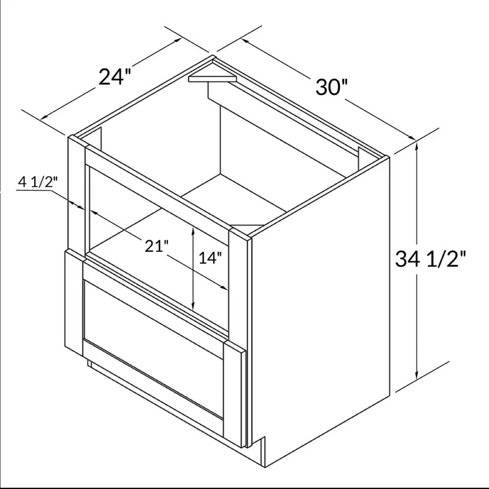 Base microwave cabinet one drawer BMC30Colonial Pewter LessCare 30 . width 34.5 . height 24 . depth