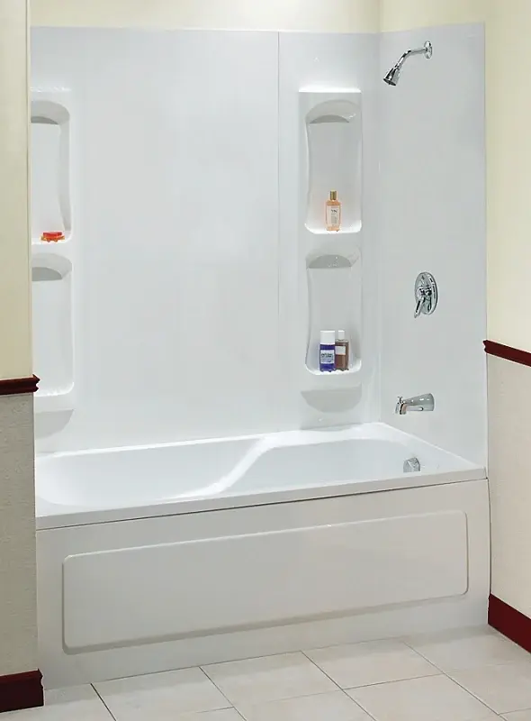 Maax Utah Series 102573-000-129 Bathtub Wall Kit, 31-3/4 L, 60-1/2 W, 59 H, Polystyrene, Glossy Wall